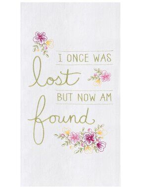 C&F Bathroom White Four Sack Hand Towel" Once Was Lost But Now Found" NEW